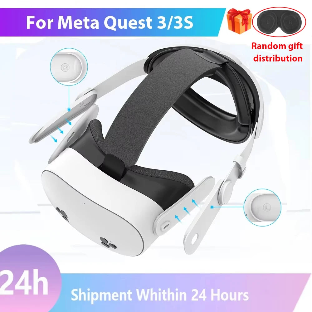 META Quest Set Upgraded Adjustable Head Strap For Quest 3/3S Replacement Headband For Quest 3S Comfort Wear Elite Strap Headwear VR Accessories