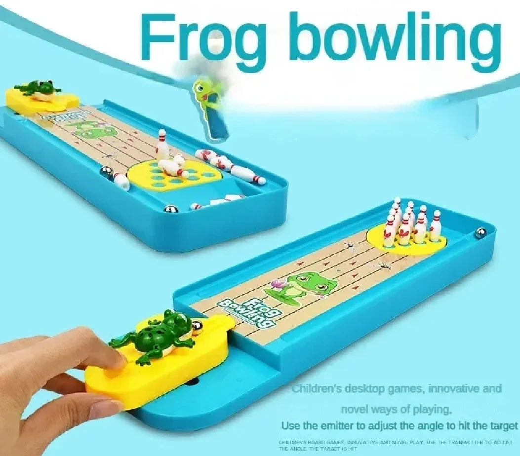 Children Mini Desktop Frog Bowling Game Toy Funny Indoor Parent-Child Interactive Table Sports Game Toy Bowling Educational Gift For Kids