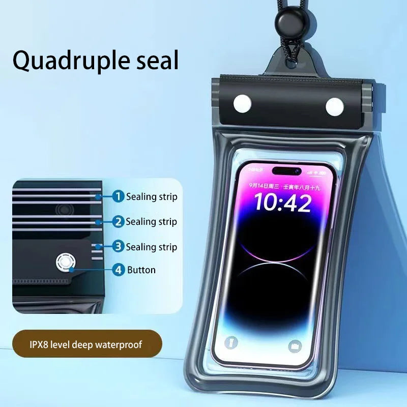 3 PCS Set IPX8 Waterproof Floating Airbag Swim Diving Bag Phone Case For iPhone 11 12 13 14 Pro Max Samsung S23 S22 Xiaomi 13 Huawei Cover