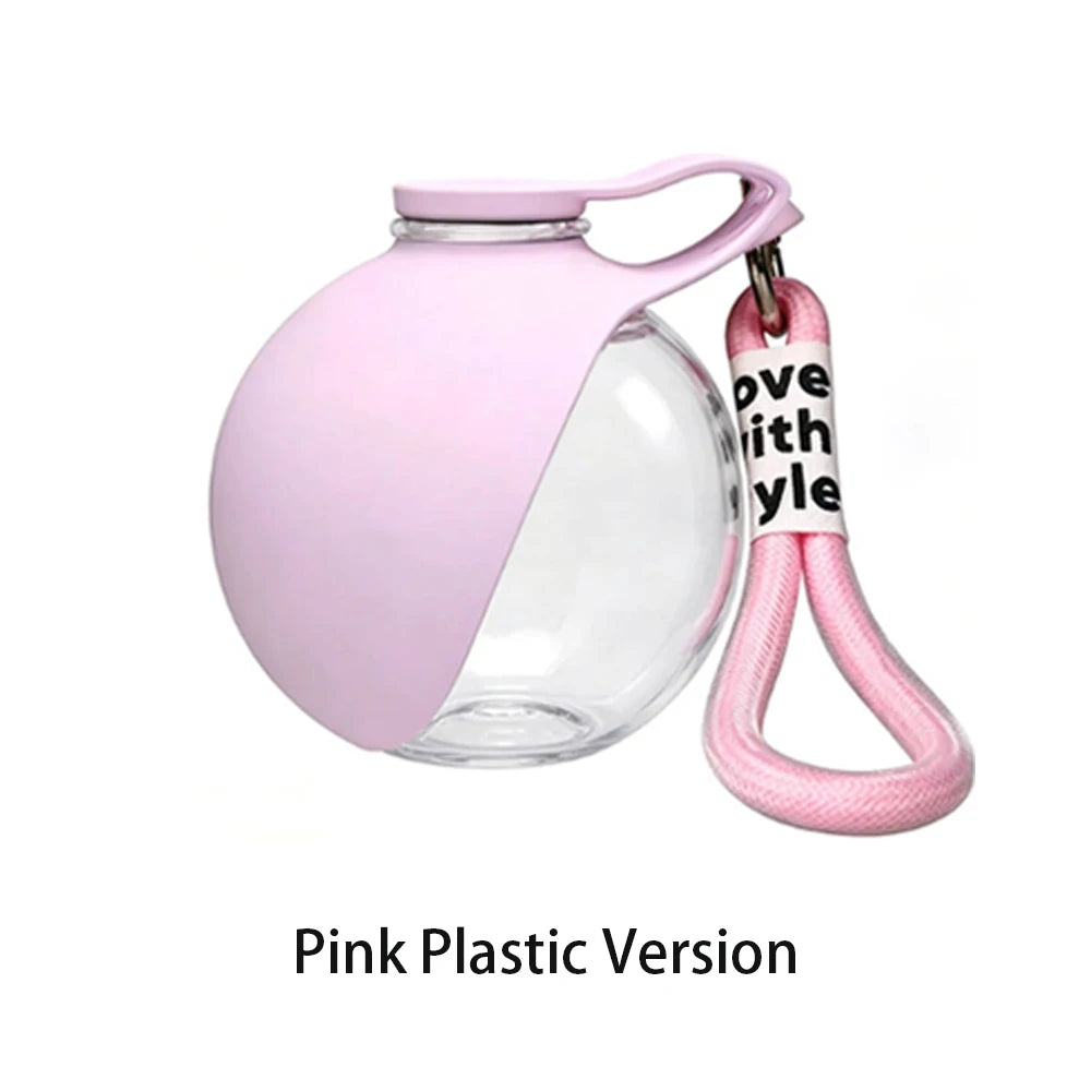 2 in 1Portable Foldable Outdoor Walking Dog Water Bottle, Plastic/Stainless Steel/Printed Pet Water Dispenser Silicone Feeder Drinking Cup Foldable Bowl Leak Proof Small/Large Dog Water Bottle