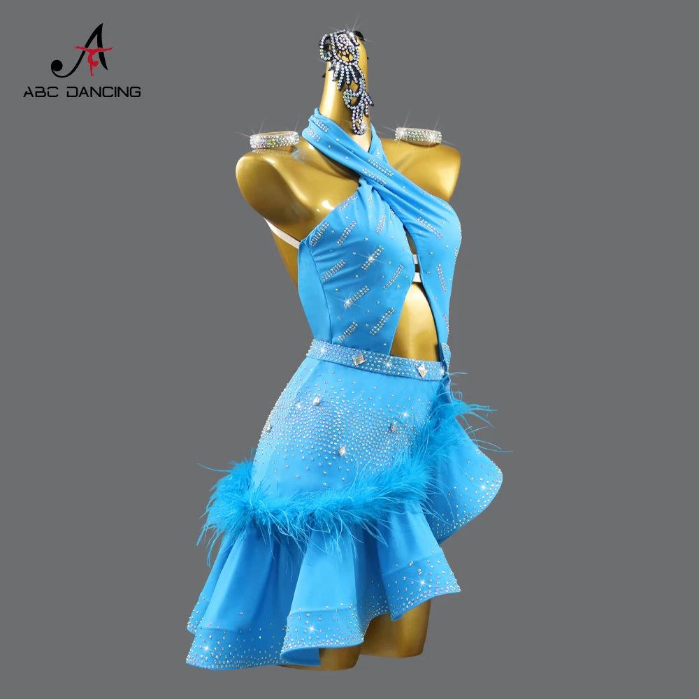 New Arrivals Adults Ladies Girls 2XXS-2XXL  Latin Dance Dress with Jewelry Ornaments Stage Outfit For Women Line Suit Ballroom Competition Dancing Clothes Dancewear skirt Girl Party Costume Prom Customized Ladies Dancing Dres