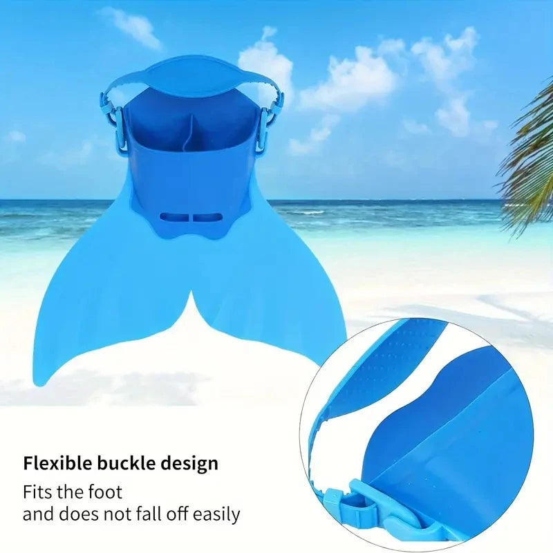 For Children Kids 42 x 41cm Mermaid Flipper Monocle Whale Double Silicone Flipper Children One-Piece Flipper Snorkeling Swimming Training Diving Summer Water Sports Supplies