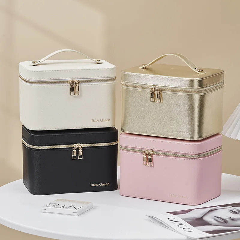 NEW Arrivals 10 Colors  LED Strip Light Mirror Make-Up Storage Case, Portable Large-Capacity Professional Cosmetic Bag