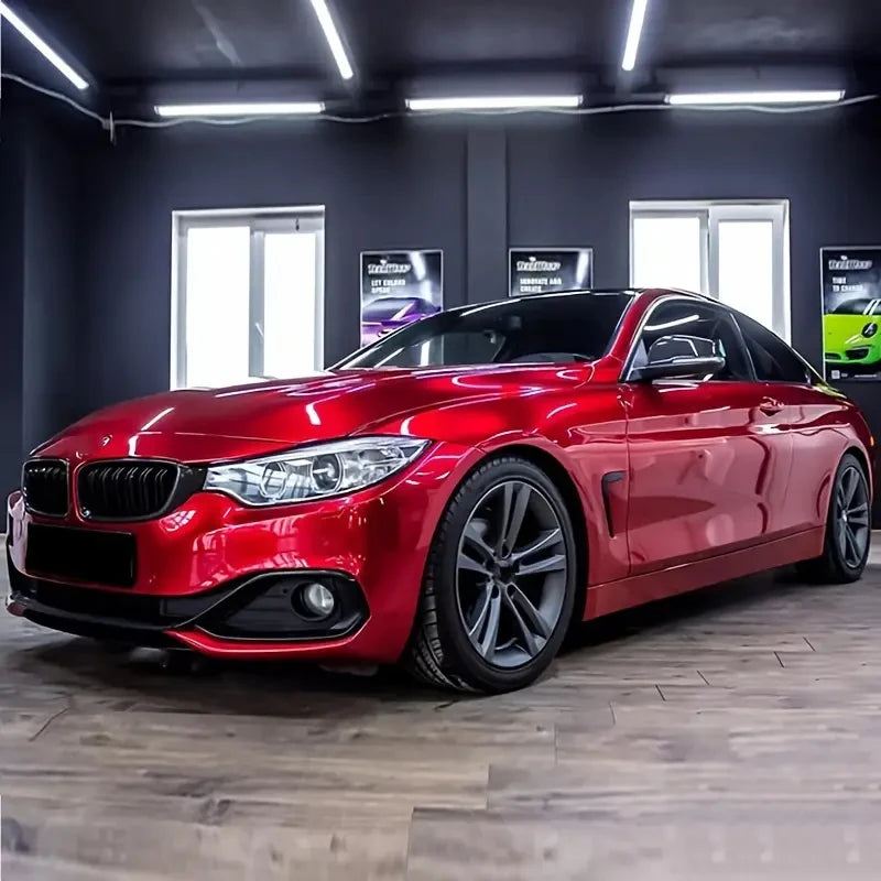 Cars Vehicle and Motorcycle Premium Candy Metallic Gloss Paint Tape Color Tuning Metal Red Glossy Vinyl Wrap Adhesive Film Decal Car Wrapping Foil with Air Release Bubble Car Accessories