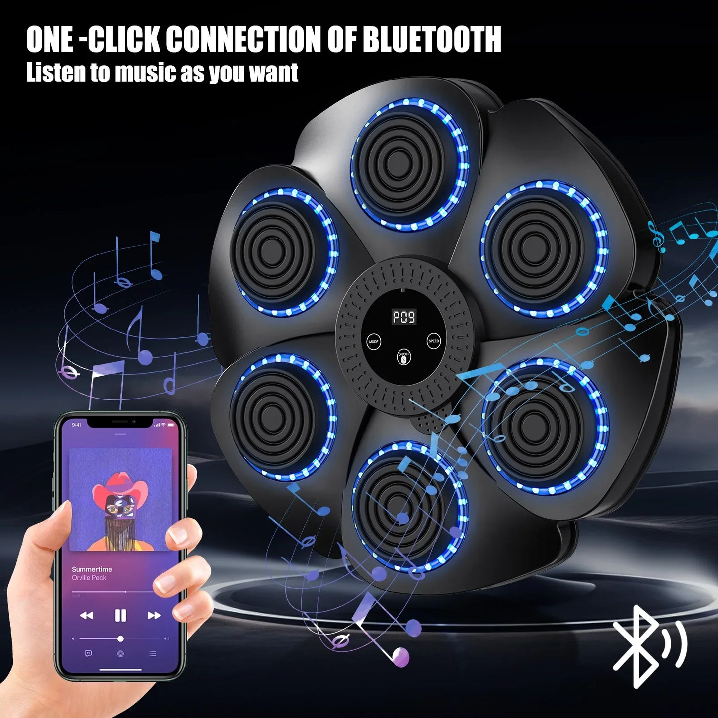 Home Gym Smart Bluetooth Music Boxing Machine Gloves-9 Modes Training, Decompression, Fighting Fitness Home Boxing Wall Target, Adults & Kids Sports Accessories