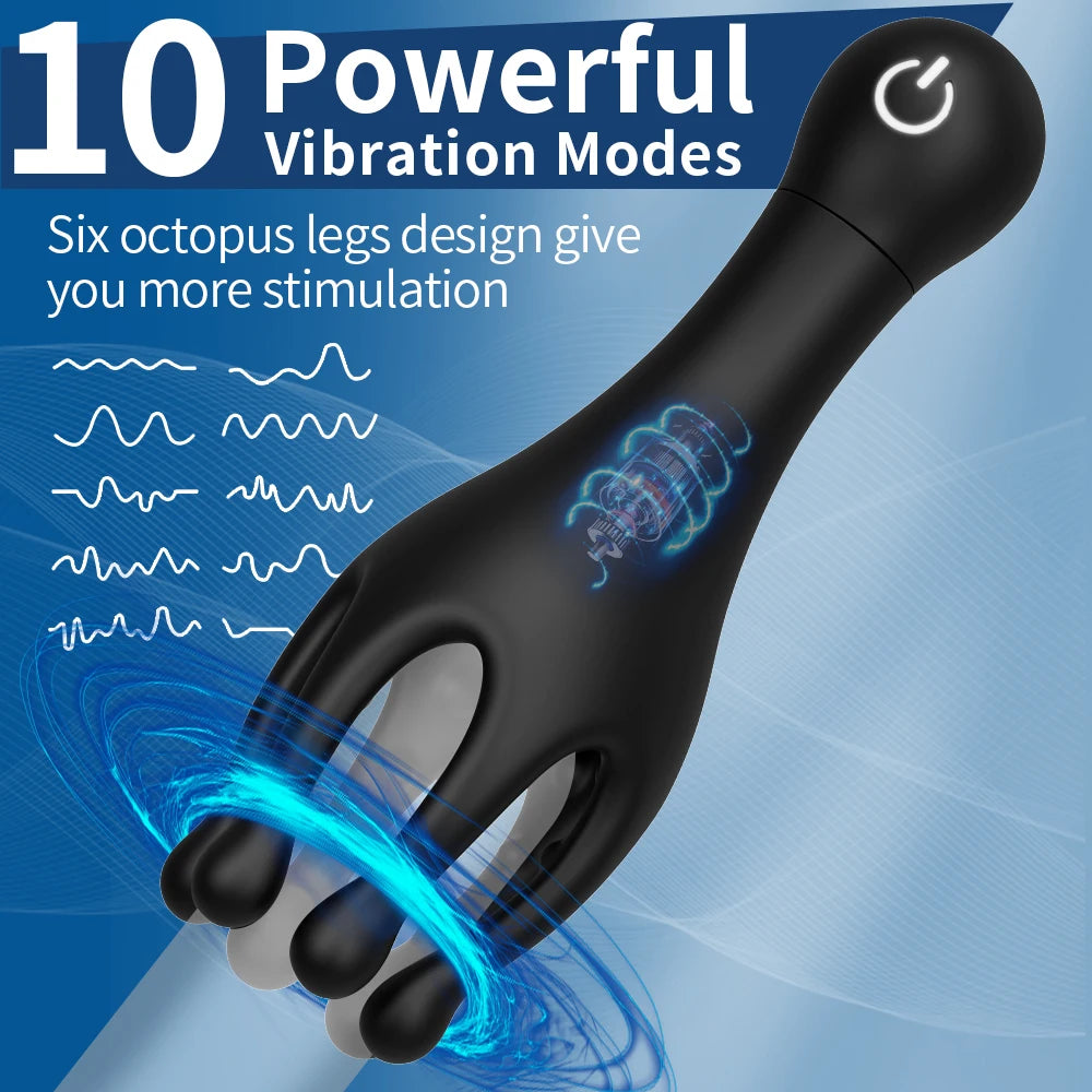 Adult Male Glans Stimulate Massager 10 Modes Penis Delay Trainer Vibrator Rotate Masturbator Automatic Oral Climax Sex Sex Toy For Men