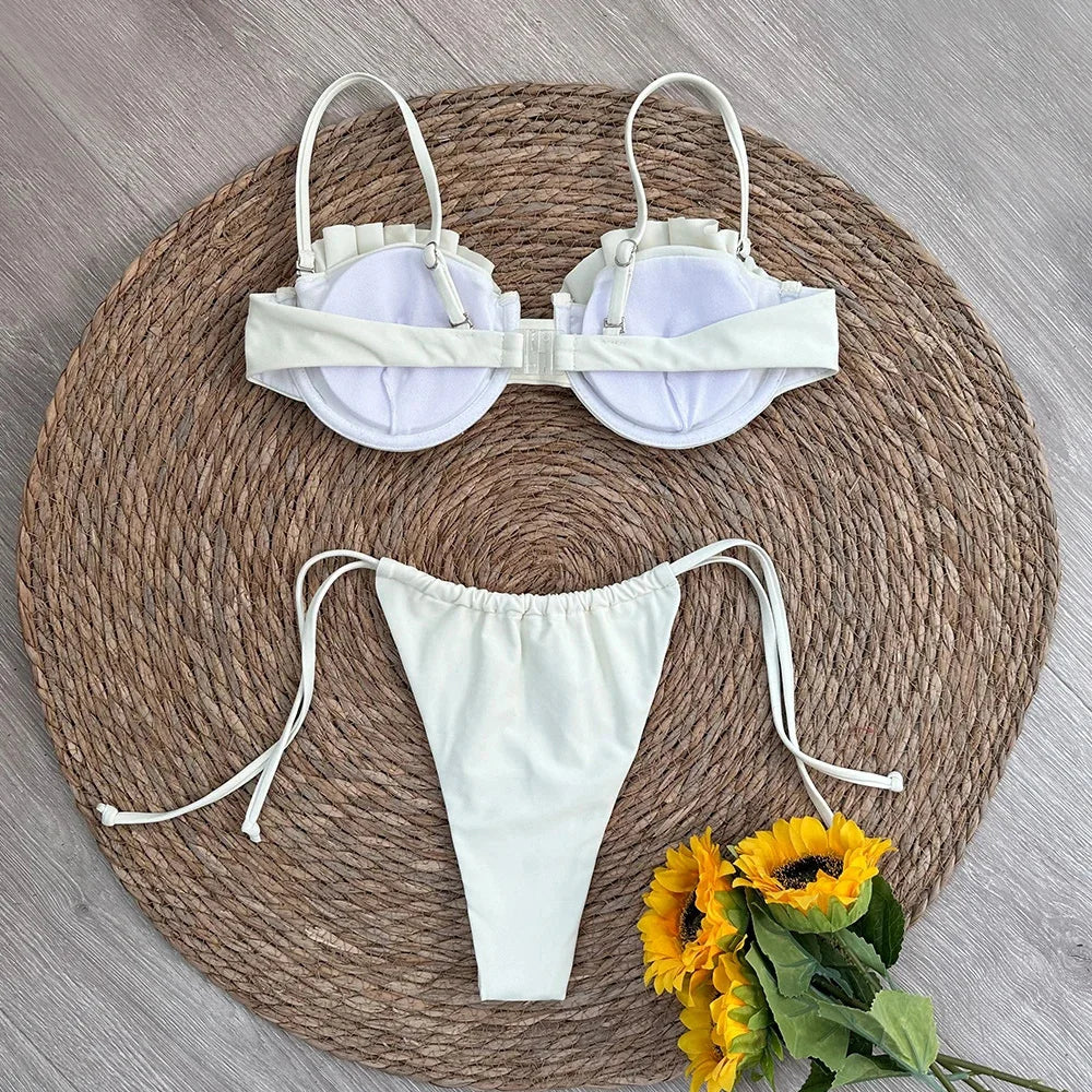 2 PCS Set 5 Colors Sexy Shell Micro Bikini Women's Swimsuit Female Swimwear Thong Bikinis Set Brazilian Beach Wear Bathing Suit