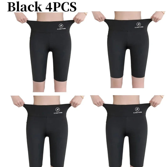 NEW Arrivals 4PCS Set 5 Colors Women's Summer Shark Bottom Pants Riding Running Sports Shorts Elastic Yoga Pants High Waisted Hip Lifting Women Sports Apparel Sets