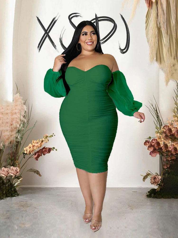 NEW XL-4XL Plus Size 7 Colors Elegant and Beautiful Women Dresses Off Shoulder Sexy Low-Cut Dress Strapless Bandage Dress Plus Size Evening Party Dress