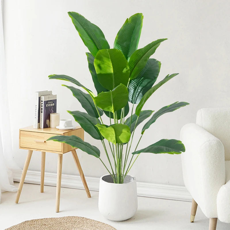 88cm 24 Leaves Large Tropical Palm Tree Fake Banana Plants Leaves Real Touch Strelizia Plastic Monstera Plant for Home Garden
