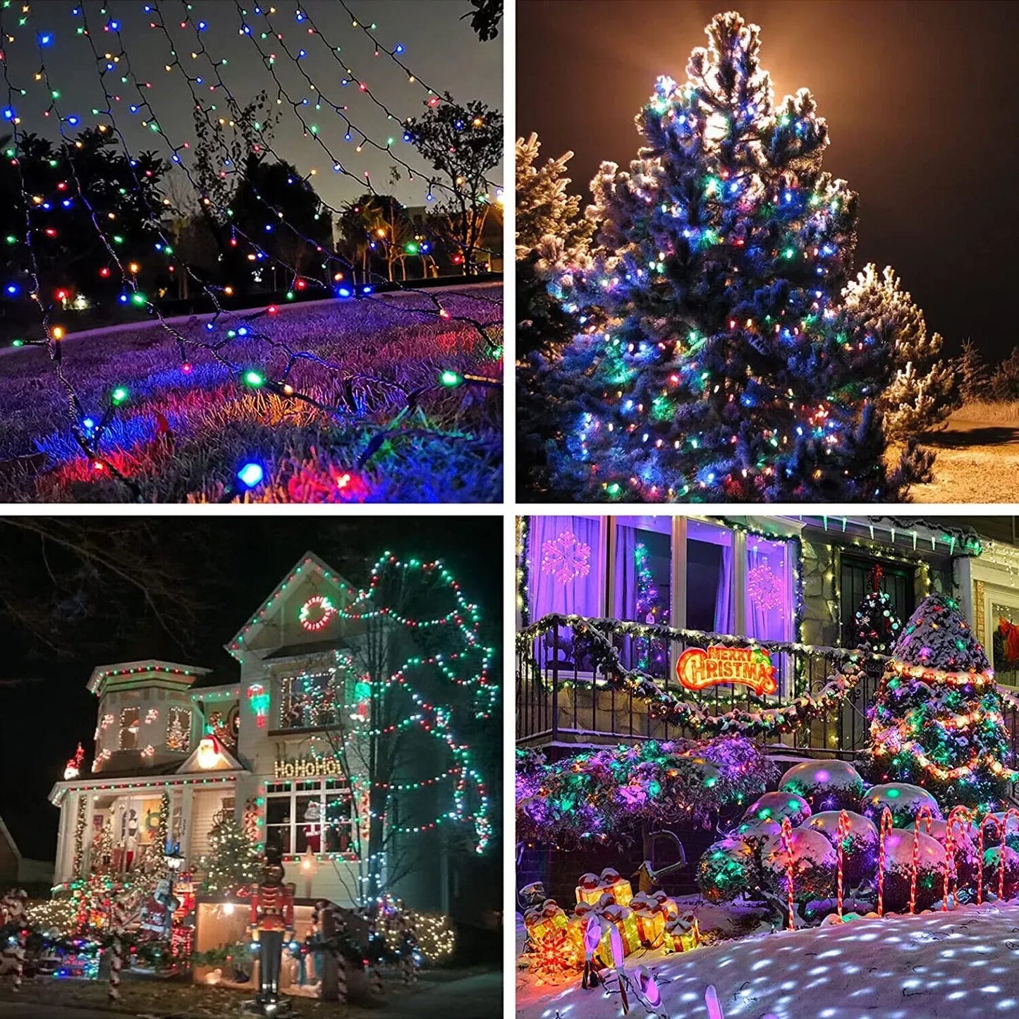 4 PCS Set 22m-200LEDS Outdoor Solar String Light LED Fairy Garland Copper Wire Light Garden Yard Party Christmas Decoration Lamp 8 Mode