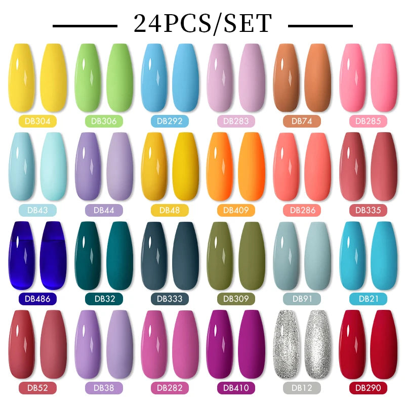 NEW Arrivals 24/40.120PCS Set Colors Gel Nail Polish Set Semi Permanent Hybrid Gel Varnish Set Base Top Coat Soak Off UV LED Nail Gel Kits Manicure Pedicure Accessories Nail Care Tools Sets Cosmetic Supplies