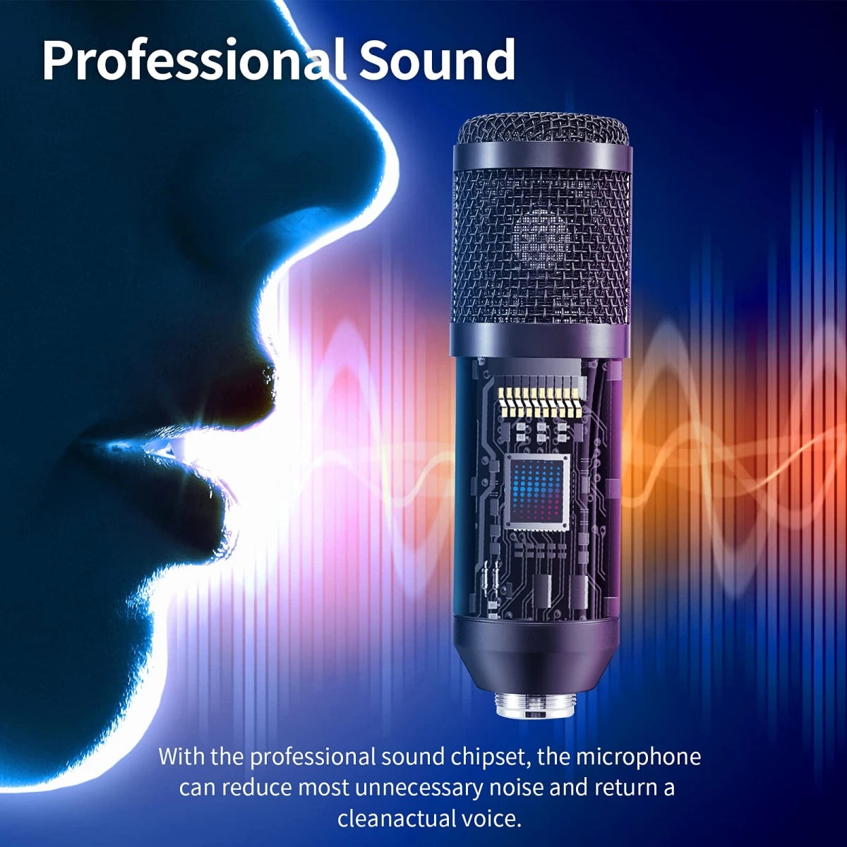RGB USB Recording Microphone Professional Condenser Mic Kit with Articulated Arm For Gaming Podcasting Streaming Youtube