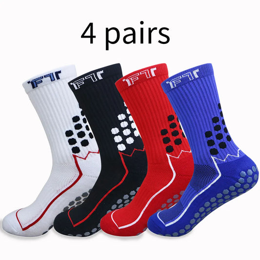 4 Pairs New Anti-slip Soccer Socks Men Women Outdoor Sport Grip Football Socks Cycling Running Basketball Socks