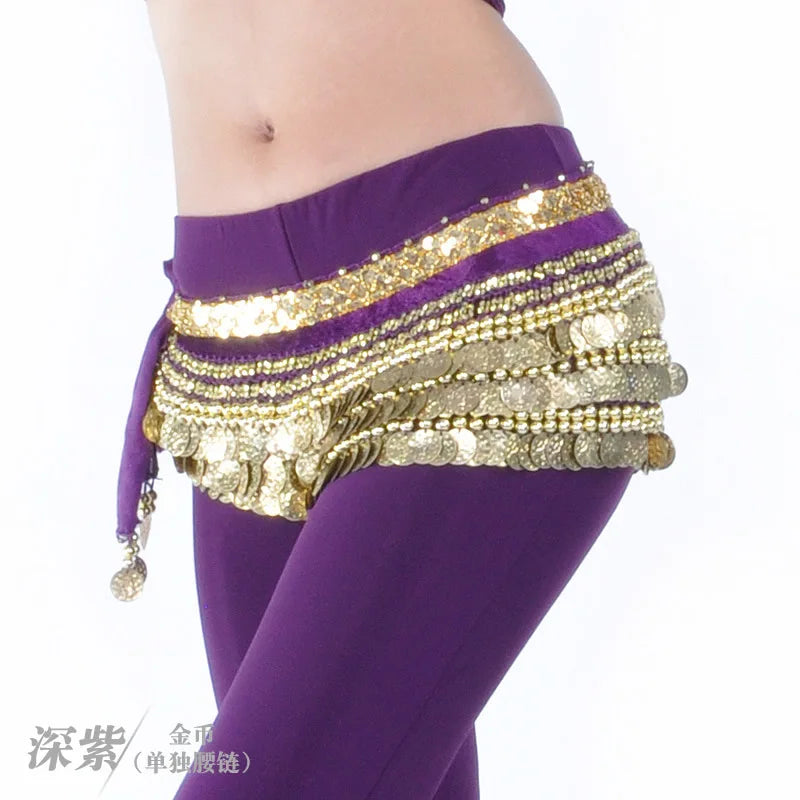 NEW Arrivals 10 Patterns Women Belly Dance Coins Belt Belly Oriental Dance Hip Scarf Costume Accessories Dancing Skirt Decoration