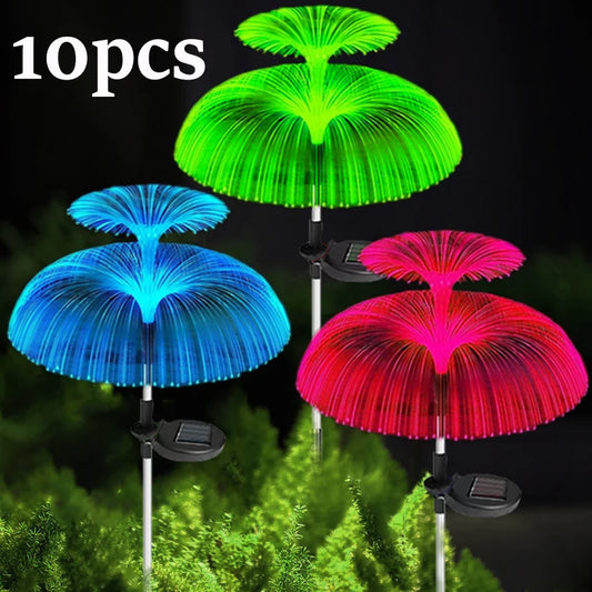 NEW Arrivals 4-10PCS Set 7 Colors Changing Outdoor Lamp Solar Jellyfish Lights Waterproof Pathway Lawn Garden Decor Home Outdoor Lighting Supplies