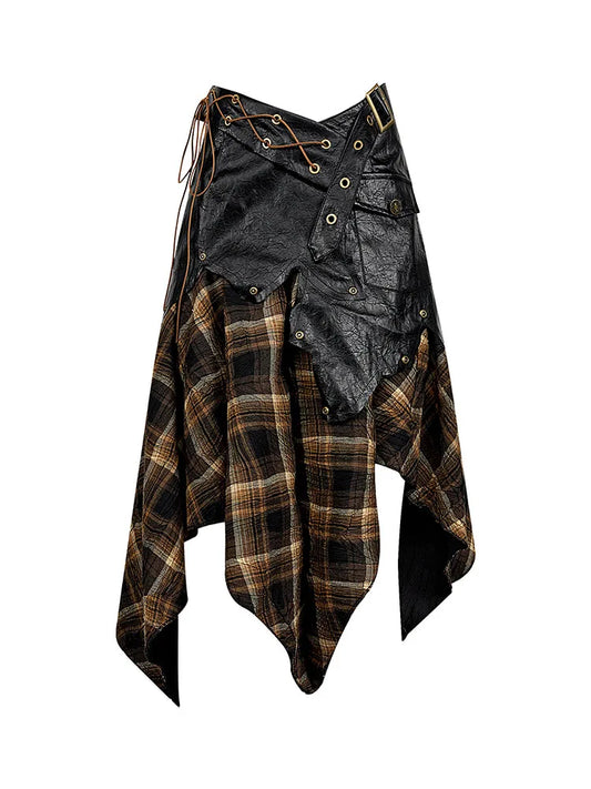 Sexy Punk Outfits Slash Neck Black Skirt  Jacquard + Patchwork Wrapped Hip Skirt Asymmetrical Coquette Gothic Clubwear