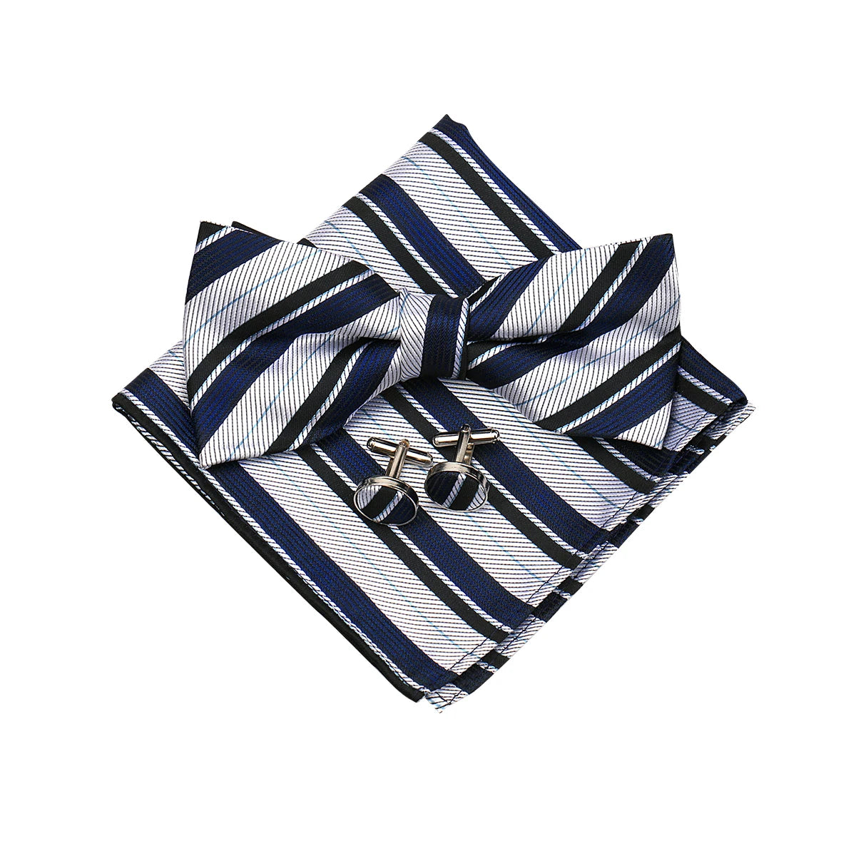 3 PCS Set 55 Colors Luxury Paisley Bowtie Suit Man Bow Tie Pocket Square Cufflinks Wedding Bowknot Accessories Butterfly Neckwear Adjustable Adult Ties