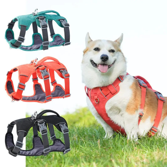 NEW Reflective Vest Dog Harness With Handle Escape Proof Reflective Pet Harness Shock-Absorbing Breathable Pet Vest