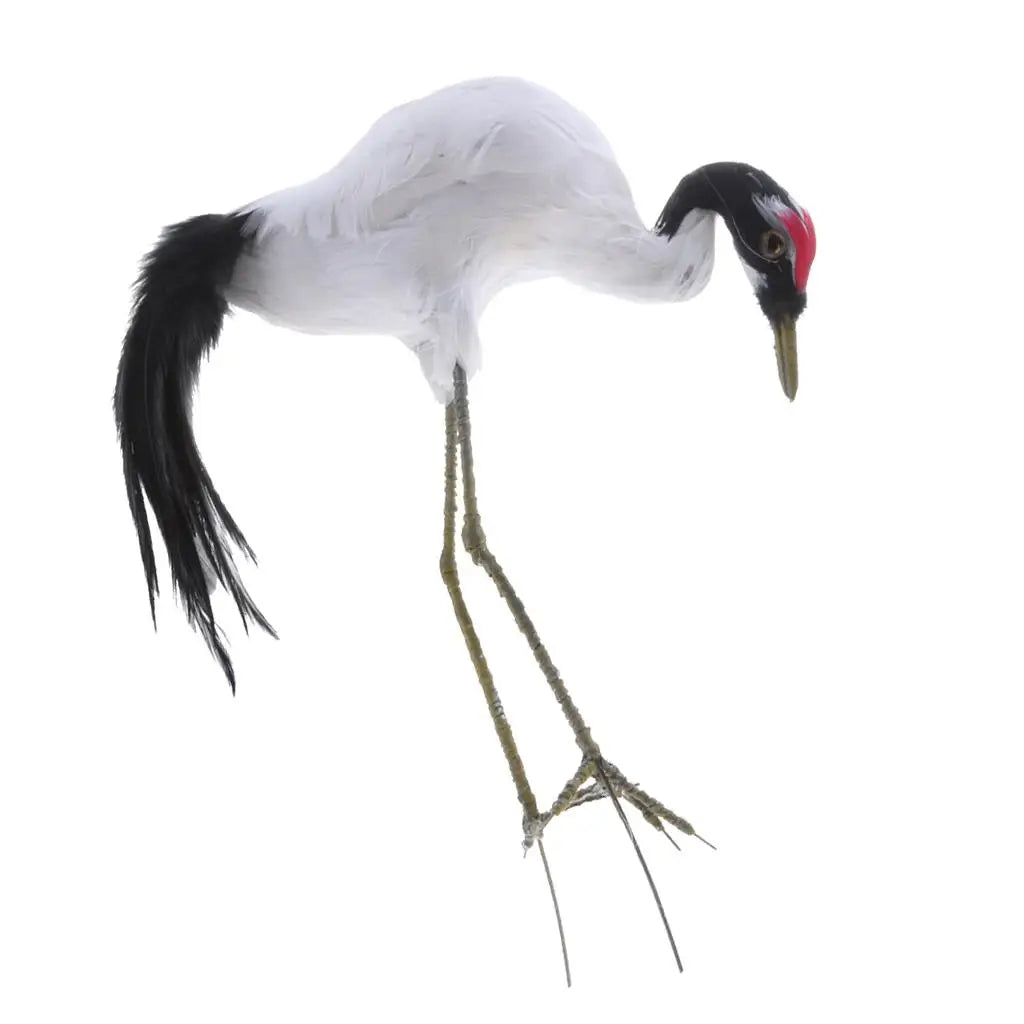 Artificial Red-crowned Crane Birds Figurine Realistic Home Garden Decoration