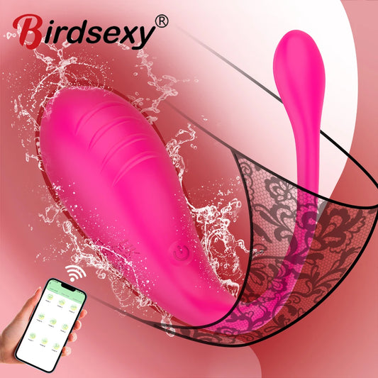 9 Modes APP Bluetooth Control Vibrator Egg for Female Outdoor Travel Endless Pleasure Clitoris Stimulator Wearable G Spot Massager Vibrating Egg for Adult Women Masturbation Sex Toys Supplies