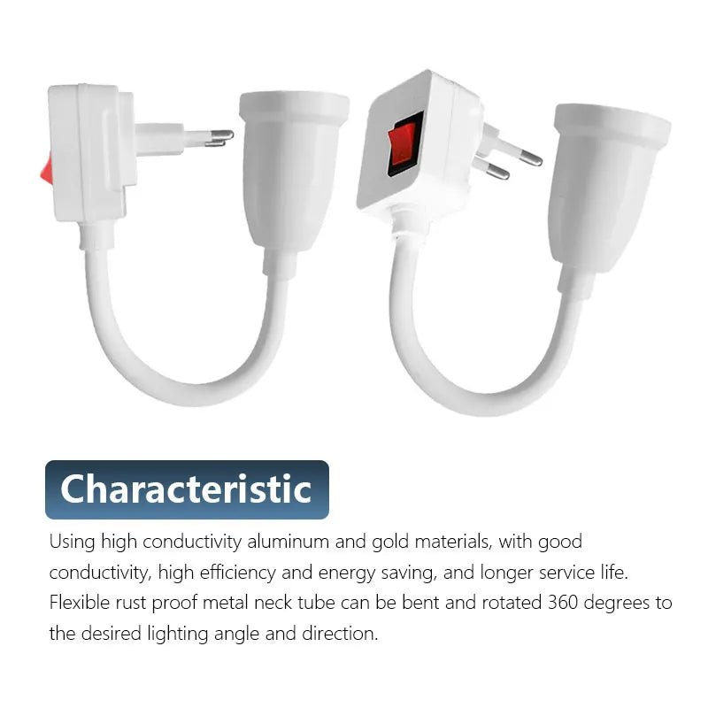 NEW Arrivals 5-10 PCS Set E27 Screw Socket Flexible Tube Lamp Holder, Bulb Holder for Wall Mounted Lamps, Rotatable European Style Plug with Switch Base for Home Living Room Bedroom