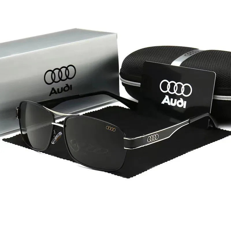 AUDI Luxury 4 Colors  Glasses + Original Case UV400 Polarized Rectangle Sunglasses for Men Women Driving Motorcycle Cycling Glasses with Anti-Glare Lens 553