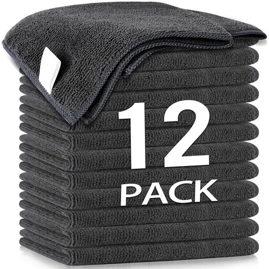 NEW 12PCS Set 25x25Cm Thicken Microfiber Cleaning Cloths Lint Free Microfiber Cleaning Towel Cloths Reusable Cleaning Towels Absorbent for Car Window Home Cleaning Supplies