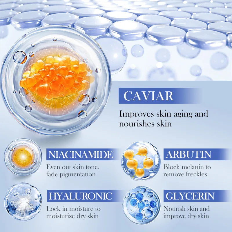 5 PCS Set  Caviar Hyaluronic Acid Moisturizing Facial Masks Brightening Firming Hydrating Face Mask Facial Skin Care Products