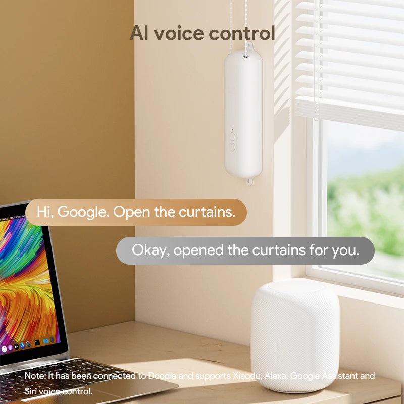 1/2 PCS Set APP Control TUYA Drapes Roller Blind Robot Motor Rechargeable Automatic Curtain Motorized Shutter Opener Siri Voice Control For Alexa Google Assistant