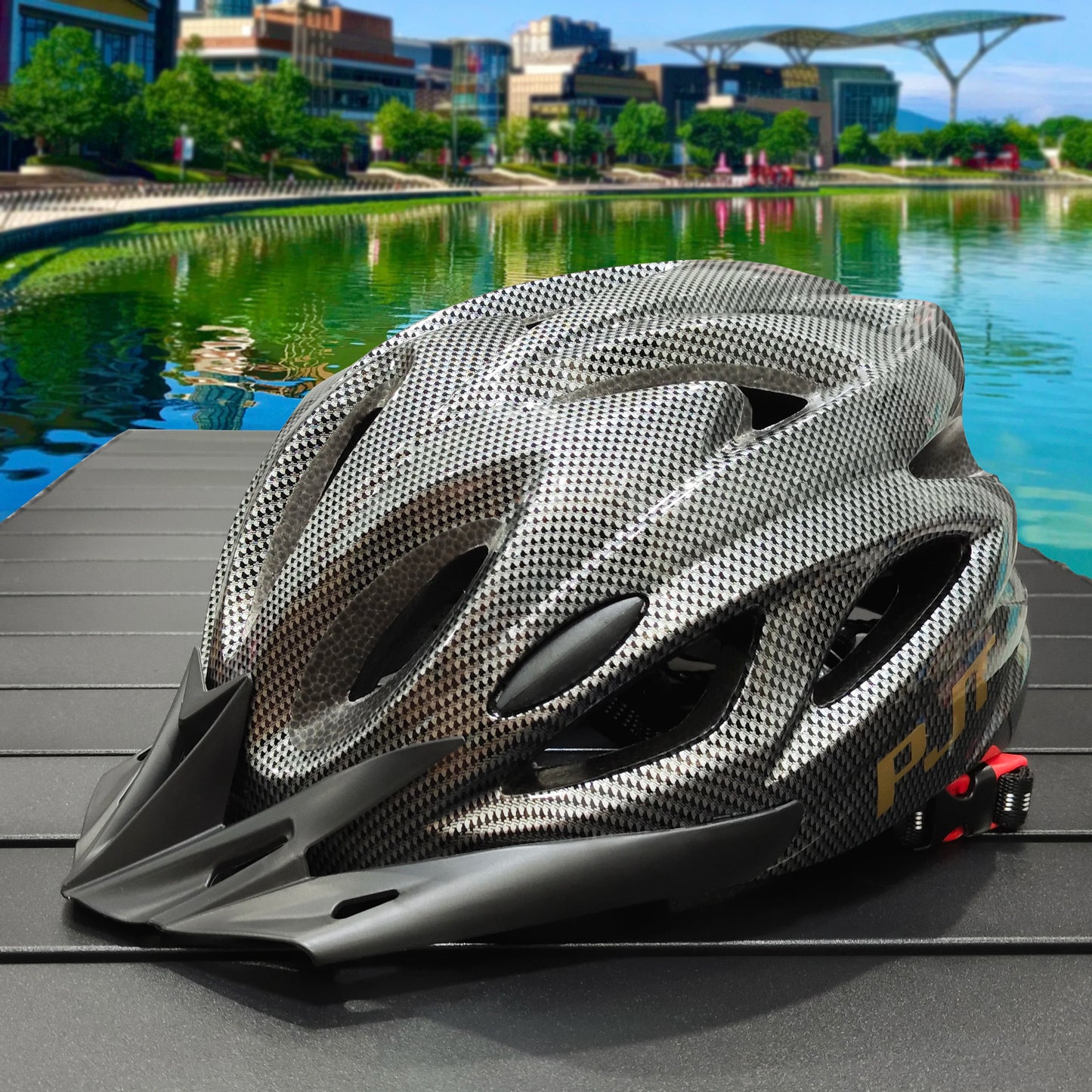 PMT Lightweight Cycling Helmet Comfort Lining Hollow Riding Safety Head Protection Bicycle MTB Helmet Carbon Pattern Bike Helmet