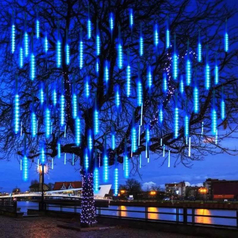 NEW 4 Pack Set 50cm 8 Tube LED Meteor Shower Lights Christmas Festoon Lights Fairy Garland Waterproof Garden Holiday Decoration