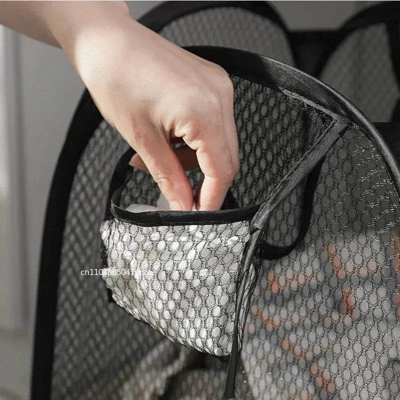 2-10 PCS Set Folding Dirty Laundry Sorting Basket Washing Frame Bathroom Cloth Mesh Storage Bag Frame Bucket Laundry Organizers Storage Pouch Cleaning Accessory Sets