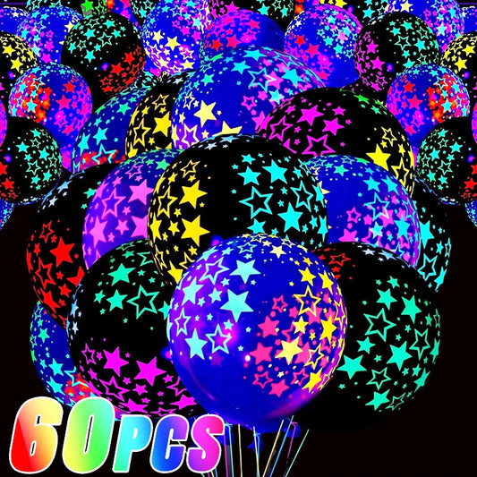NEW 60PCS Set Happy Birthday Wedding Fluorescent Balloons Glow In The Dark Luminous Dots Latex Balloon For Birthday Wedding Party Decoration Gifts and Toys