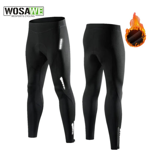 NEW Arrivals S-3XL US/EU Size Men Winter Fleece Cycling Thermal Pants Mountain Bike Gel Padded Tights Windproof Leggings Bicycle Clothing Thermal MTB Bike Long Trousers Sports Apparel Supplies
