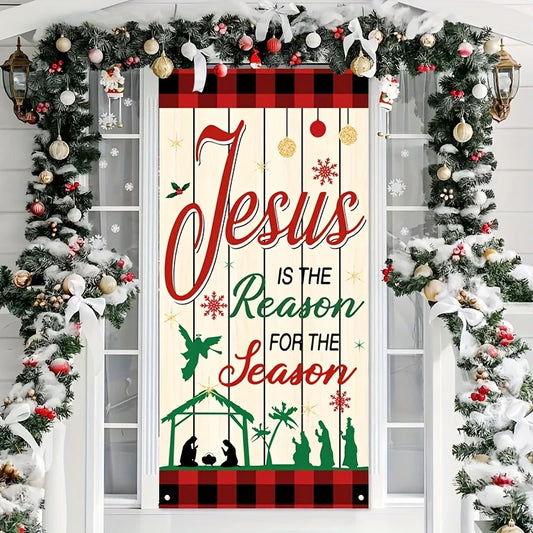Christmas Door Frame,New Year Hanging Banner Decoration Background, Holiday Party Decoration Supplies