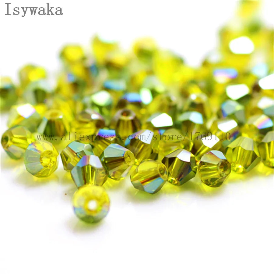 33 Colors 100 PCS Set Blue Multicolor 4mm Bicone Austria Crystal Beads Charm Glass Beads Loose Spacer Bead for DIY Jewelry Making Apparel Accessories Tools Set