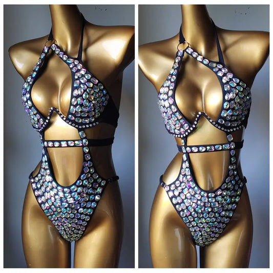 BRAND NEW UK Size Newest Fashion Luxury Swimsuit Diamond Crystal Bar Bikini Swimsuit Handmade Bikini Women Sexy Swimsuit Ladies Bathing Swimming Pool Beach Luxury Swimwear