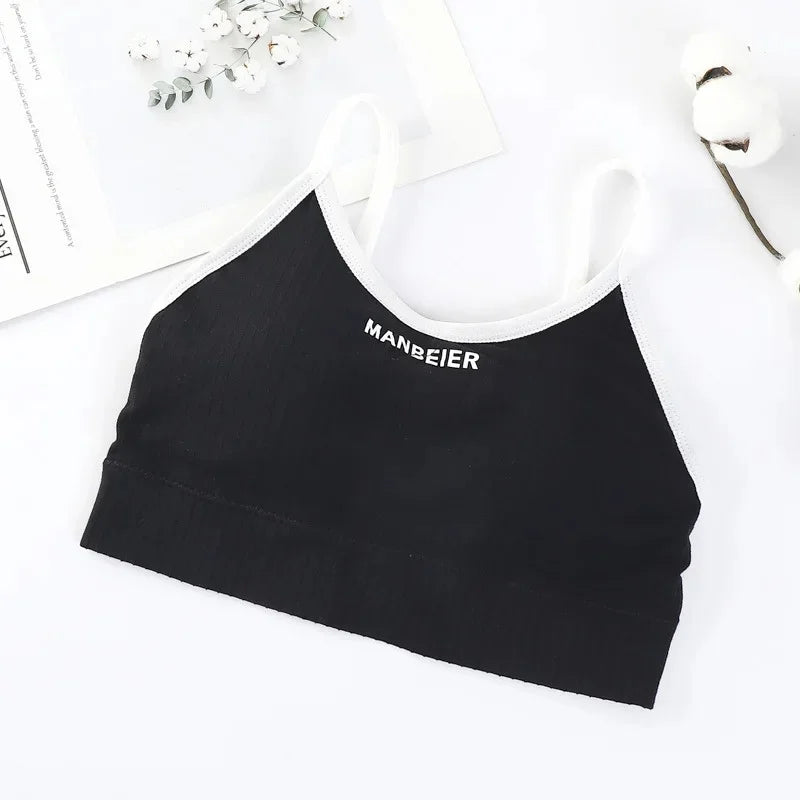 NEW Arrivals 12 Colors Girls Strapless Bra with Chest Pad Women's Outdoor Running Wear No Steel Ring Yoga Sports Wrap Chest Anti-Light Vest Beautiful Back Underwear