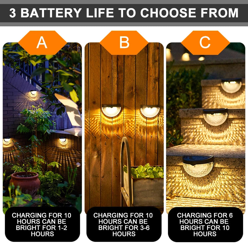 20PCs 6LED Solar Wall Light Outdoor Wall Lamps Waterproof Energy Lamps Step Courtyard Garden Decoration Lights