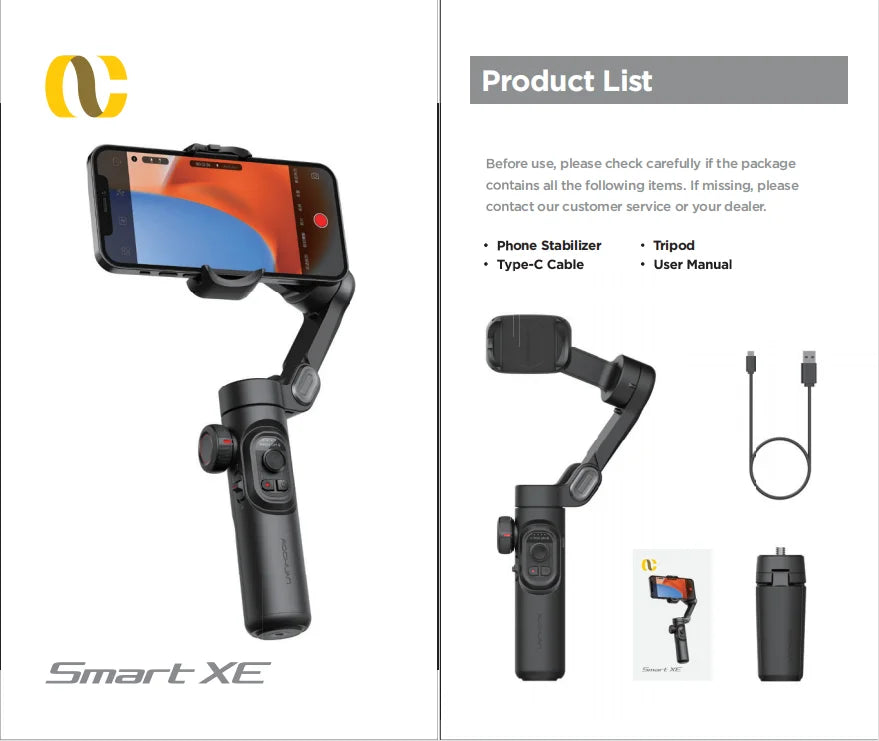 3-Axis Handheld Gimbal Stabilizer Smart XE for Smartphone for iPhone Android AI Face Tracking TikTok Vlog Live Streaming