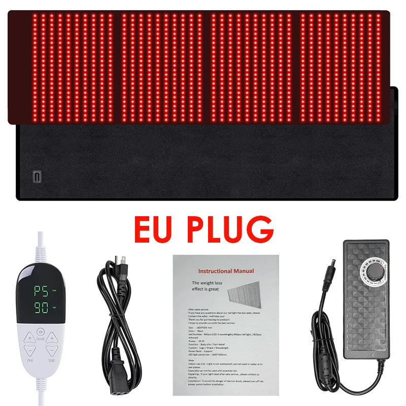 UK/AU/EU/US Plug Red ＆Infrared LED Light Therapy with Remote Control Pad 850nm 660nm Back Pain Relief Waist Heat Pad Full Body Wrap Burn Fat Wrap Slimming Body Healing Treatment Machine Health Care Supplies