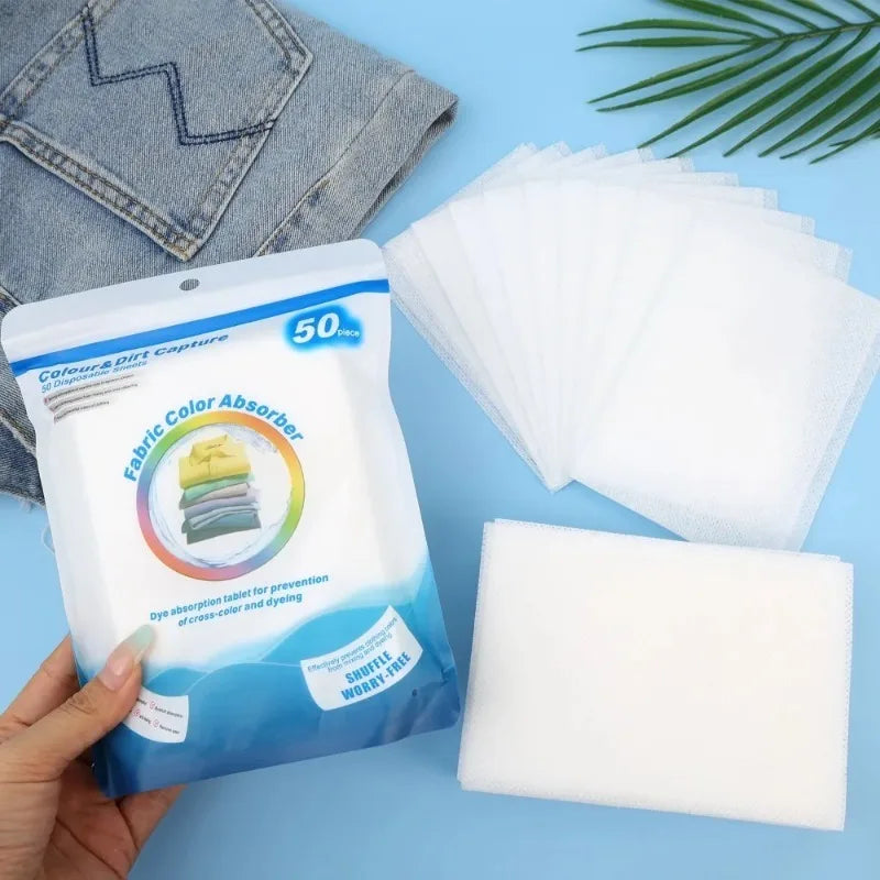 100/200 PCS 48 Bags Set Color Absorbing Catcher Cloth Film Household Machine Wash Nonwovens Anti Cross Dyeing Paper Sheets  Clothes Mixed Washing No Cross Color Tools Laundry Cleaning Accessories