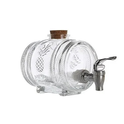 1000ML Full Set Glass Whiskey Barrel Wine Barrel Beer Bottle Fruit Aging Alcohol Honey Storage Container With Base Faucet Bar Set Home Bar Pubs Restaurants Barware Accessories