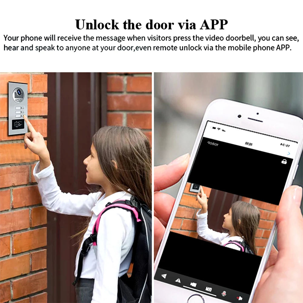 Multi-Family Building 7" WiFi TUYA Smart Video Intercom For Home Video Door Phone Doorbell Camera Villa Security System Apartment