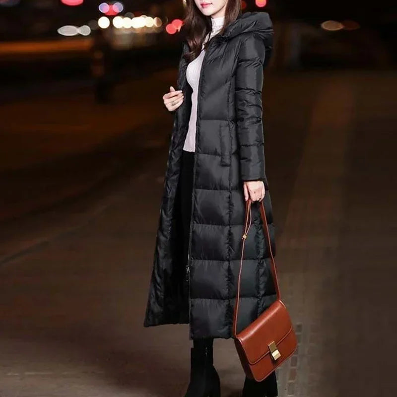 M-4XL Winter Black Jacket Women Black Long Puffer Elegant Coat 2023 Vintage Streetwear Thicken Warm Slim Lady Clothes Casual Parkas Coats