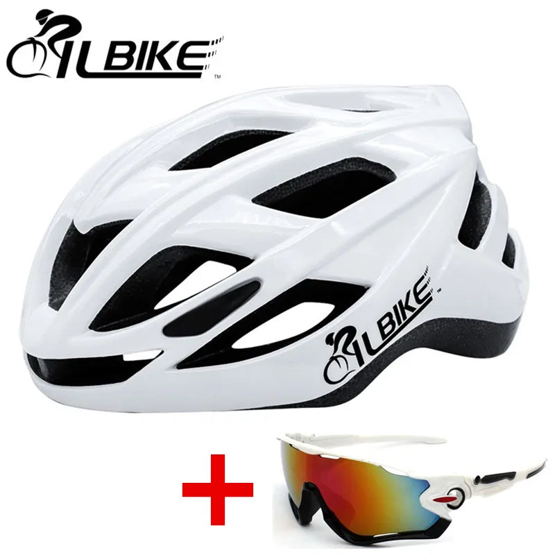 NEW Arrivals 2PCS SET  Safety Cycling Helmet Lightweight Bike Helmet Adjustable for Adult Men Women Mountain & Road Bicycle Helmet with Sunglasses