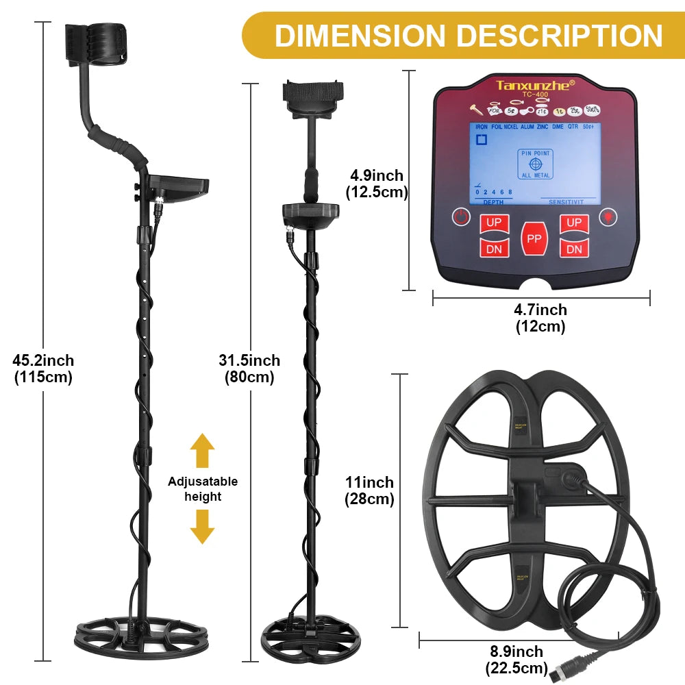 NEW!!!! Professional  Underground 2m Depth TC-400 Metal Detector Gold Detectors Treasure Hunter Detector Circuit Metals High Sensitivity Waterproof