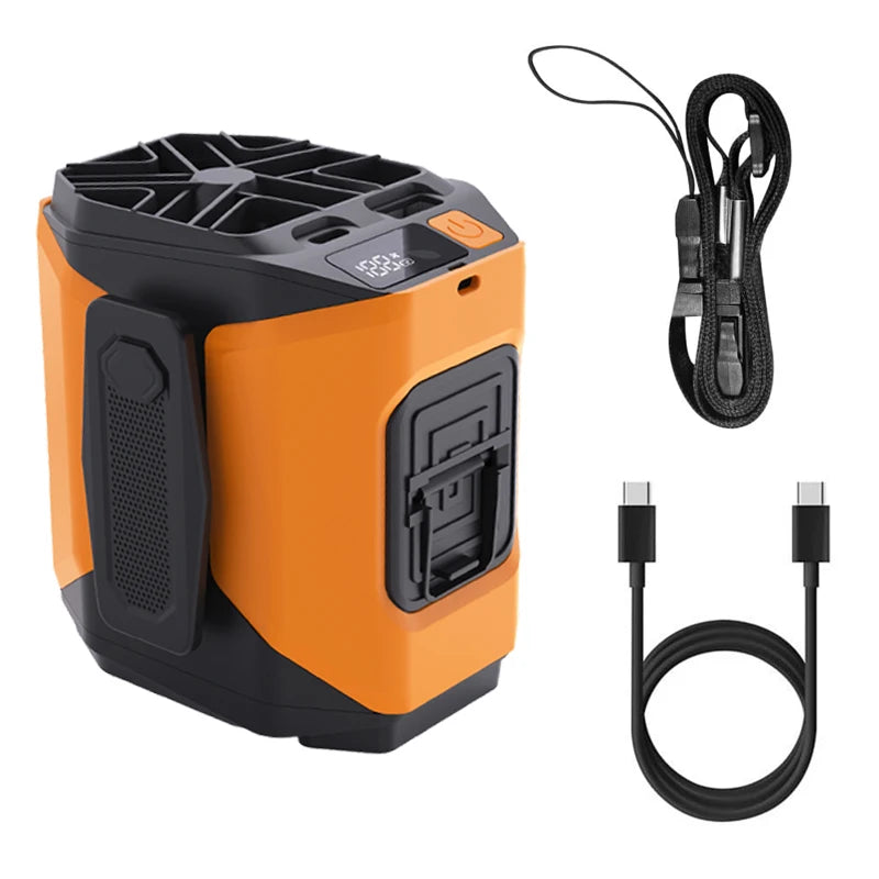 New 10000mAh Waist Fan with Power Bank & Flashlight - High Speed Portable Fan USB Rechargeable for Hiking Running Outdoor Camping Travel