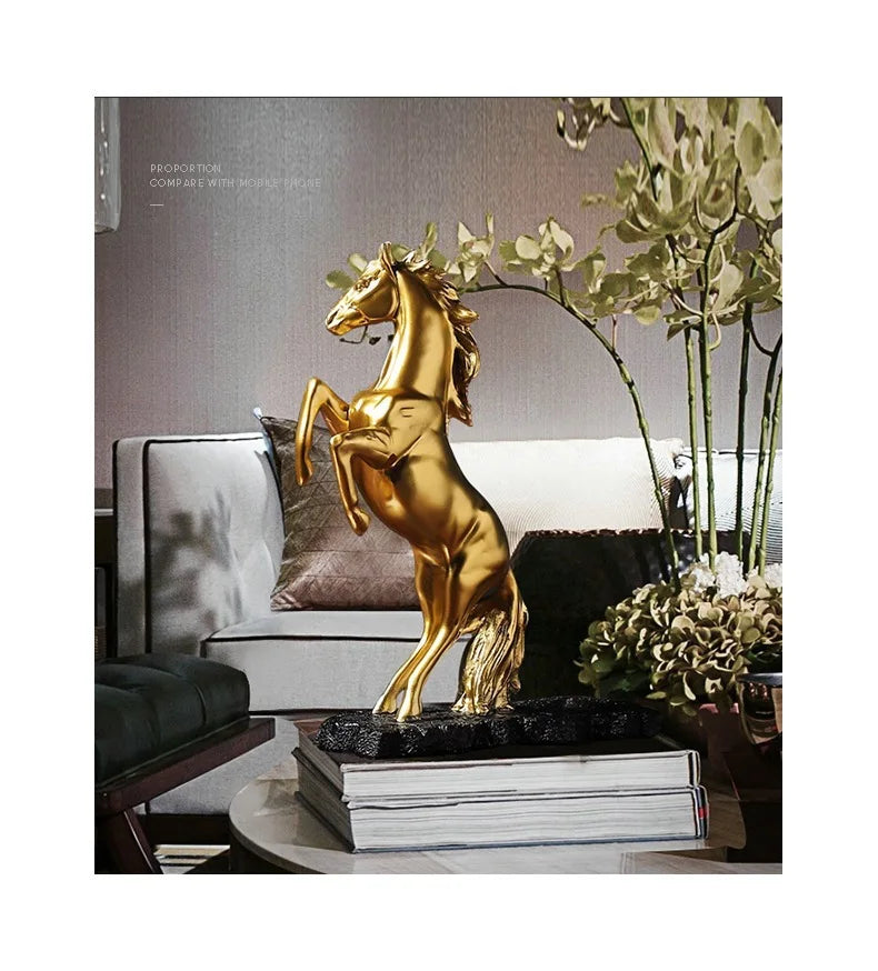 Resin Golden Warhorse Wine Rack Figurines Horse Bottle Holder Storage Decoration Accessorie Collection Home Interior Item